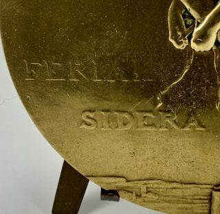 Antique 1920 Feriam Sidera Bronze Art Deco Aviation Medal by P.  M.  Dammann France 3