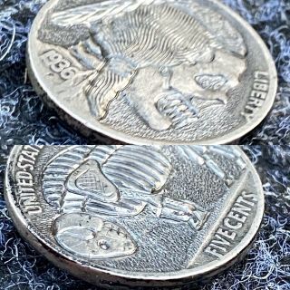 1936 Double Sided Hobo Nickel Hand Carved Coin Art