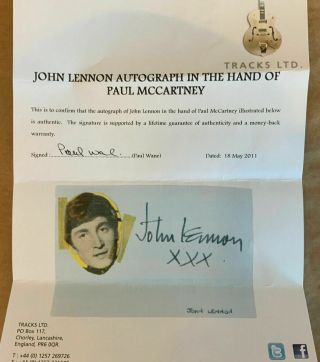 The Beatles / John Lennon Hand - Signed By Paul Mccartney