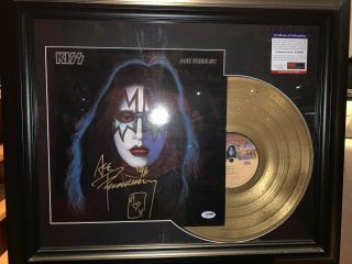 Kiss Ace Frehley Signed Solo Album With Gold Record Framed Psa/dna
