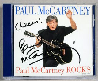 Beatles Autograph - Paul Mccartney Signed On Insert - Cd Case Paul Rocks - 1990 - Axsb