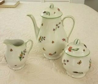 Tiffany & Co,  Tiffany Garden Limoges,  France:teapot,  Sugar Bowl W/cover & Creamer