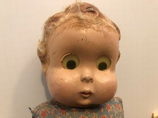 VTG 1930 ' s Freundlich Goo Goo Eva doll composition & cloth with Wooden Shoes 2