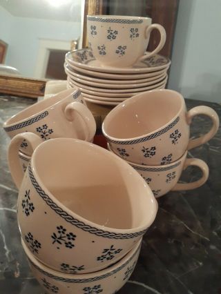 7 - Laura Ashley By Johnson Brothers Petite Fleur Blue Tea Cup & Saucer Set