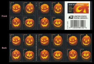 Us 5137 - 5140 5140b Halloween Jack - O’ - Lanterns Forever Booklet 20 Stamps Mnh 2016
