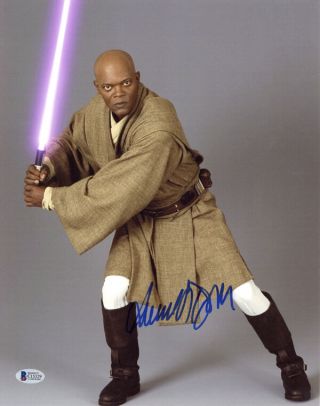 Samuel L Jackson Signed Autographed 11x14 Photo Mace Windu Star Wars Beckett Bas
