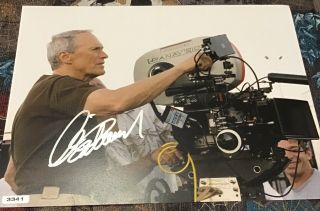 Clint Eastwood Autographed 8 X 10 Director/actor Behind Camera On Set
