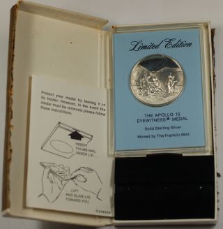 Franklin Limited Edition Apollo 15 Space Sterling Silver Proof Medal