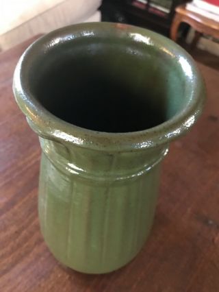 Monmouth Pottery Western Stoneware Illinois IL green Vase Arts & Crafts 2