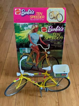 Barbie Ten Speeder Bicycle Mattel No 7777 Vintage 1970s Yellow Plastic