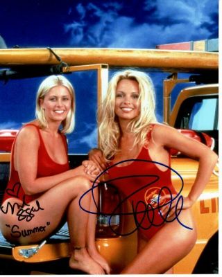 Nicole Eggert And Pamela Pam Anderson Signed Baywatch Summer And C.  J.  Photo