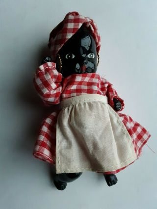 Vintage Antique 5 " Black Bisque Porcelain Jointed Black Baby Doll