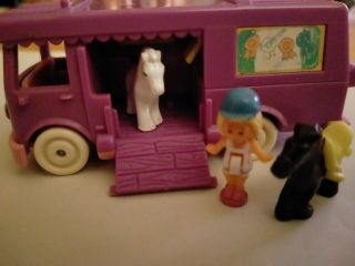1994 Vintage Polly Pocket Stable On The Go Playset 100 Complete Doll & 2 Horses