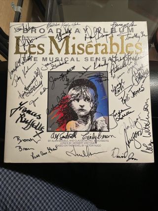 Les Miserables 1987 Signed By Broadway Cast Vinyl Album Two Record Set