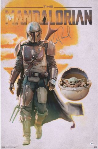 Pedro Pascal The Mandalorian Signed 22 " X 34 " Mando And The Child Walking Poster