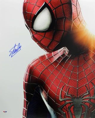 Stan Lee Authentic Signed Spider - Man 16x20 Photo Marvel Comics Psa/dna 9