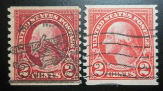 U.  S.  Stamps:scott 599b,  2c,  Carmine Lake,  Type L,  The Regular Coil Issue,  1923