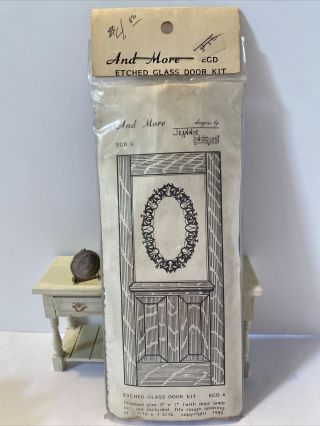 Vintage Jeannie Lindquist Etched Glass Door Kit Wreath Dollhouse Miniature 1:12