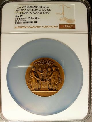 America Welcomes The World Louisiana Purchase Exposition Ngc Ms 66 Jsc - 1904
