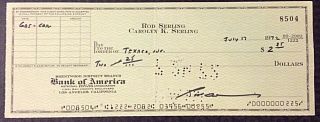 Rod Serling Autograph Signed Check,  1972 The Twilight Zone Will Pass Psa Jsa Etc