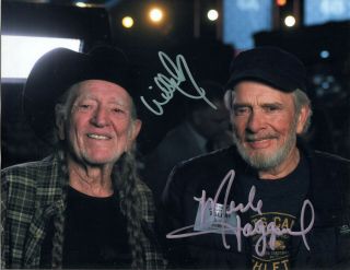 Willie Nelson Merle Haggard - =2= - Legends - Hand Signed Autographed Photo
