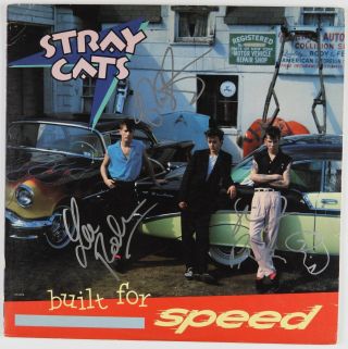 Stray Cats Jsa Fully Signed Autograph Record Vinyl Brian Setzer Lee Slim Jim
