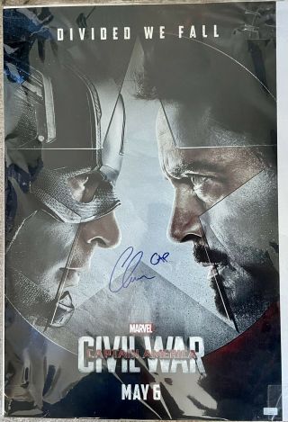 Chris Evans Autographed Captain America Civil War 16x24 Cap Inscription Ca