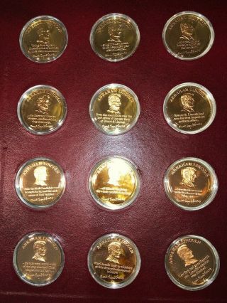 Franklin - Sandburg ' s Lincoln - 24k over Sterling Silver Set of 24 coins 2