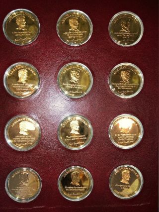Franklin - Sandburg ' s Lincoln - 24k over Sterling Silver Set of 24 coins 4