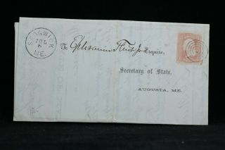 Maine: Sedgwick 1865 65 Justice Of The Peace Folded Letter Cover,  Hancock Co