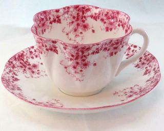 Vtg Shelley " Dainty Pink” Dainty Shaped Tea Cup & Saucer 051/p Fine Bone China
