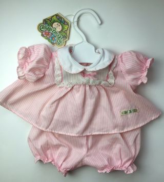 Vintage Cabbage Patch Kids Clothes: 2pc.  Pink Stripe Dress & Bottoms Fit 16”