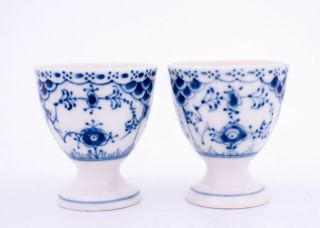 2 Egg Cups 542 - Blue Fluted Royal Copenhagen - Half Lace - 2nd Quality
