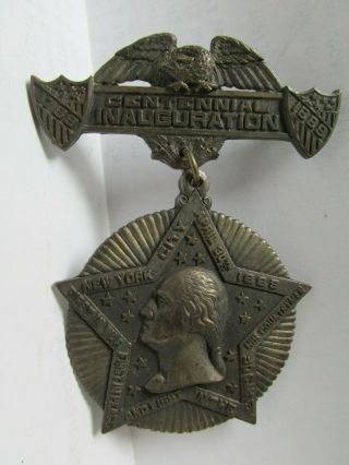 1889 Washington Centennial Of Inauguration York City Badge Large Bronze