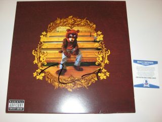 Kanye West Signed The College Dropout Lp Cover W/ Beckett
