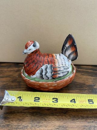 Antique " Bisque Mini " Staffordshire Hen On Nest 1860 Era