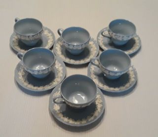 6 WEDGEWOOD QUEENSWARE CREAM ON LAVENDER SHELL EDGE CUPS & SAUCERS 2