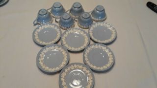 6 WEDGEWOOD QUEENSWARE CREAM ON LAVENDER SHELL EDGE CUPS & SAUCERS 3