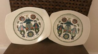 Vintage Set Of 2 Two Platters Figgjo Flint Ff Norway Saga Design Hand Painted