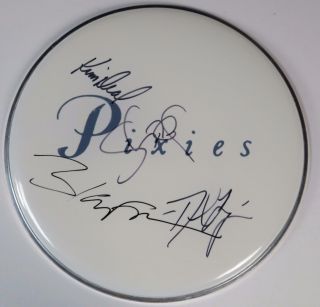 Black Francis Pixies Signed Autograph Drumhead Drum Head By All 4 Members
