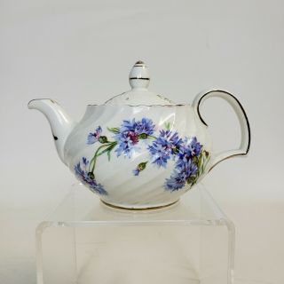 Vintage Royal Adderley Bone China Cornflower Swirl Teapot Made In England H487