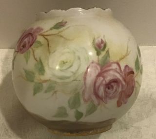 Limoges FRANCE Antique Hand Painted Vase - Roses and Fairy Gold detai 3