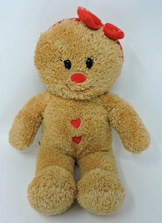 Build A Bear Gingerbread Girl Brown Red Heart Plush 17 " Soft Toy Stuffed Animal