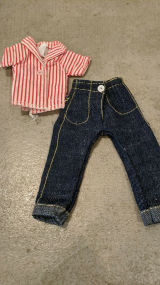 Tagged Ideal Outfit For 10 " Doll: Jeans And Striped Shirt