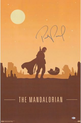 Pedro Pascal The Mandalorian Signed 22 " X 34 " Mando And The Child Movie Poster