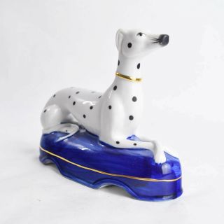 Staffordshire Style English Sitting Dalmatian Dog Porcelain Figurine Polka Dots