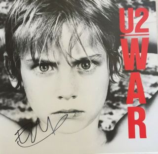 The Edge Of U2 Signed Autographed War Lp Vinyl Record Album Psa Dna Bono