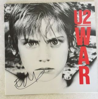 THE EDGE of U2 Signed Autographed WAR LP Vinyl Record ALBUM PSA DNA BONO 2