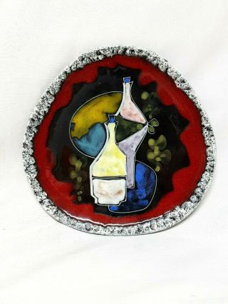 Vintage Italian Mid Century Modern Abstract Bottle 9 " Wall Hanging Pottery Plate