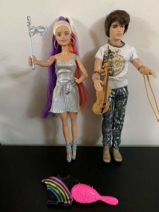 Barbie Rainbow Sparkle Hair Doll And Articulated Ken.